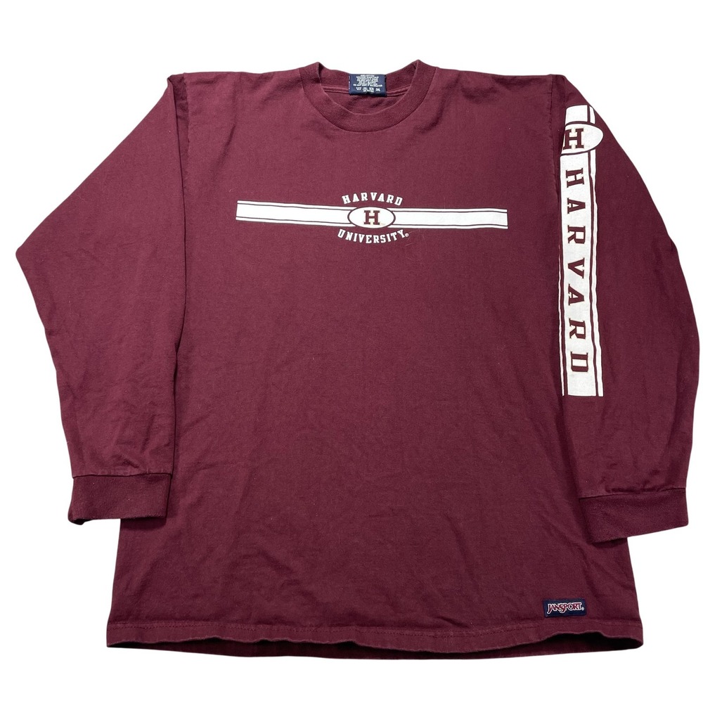 Vintage Harvard Crimson Shirt Mens Medium Red NCAA College JanSport Long Sleeve